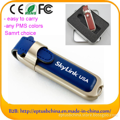 Leather USB Flash Memory Pen Drive Disk Stick with Custom Logo 1-64GB (EL001)